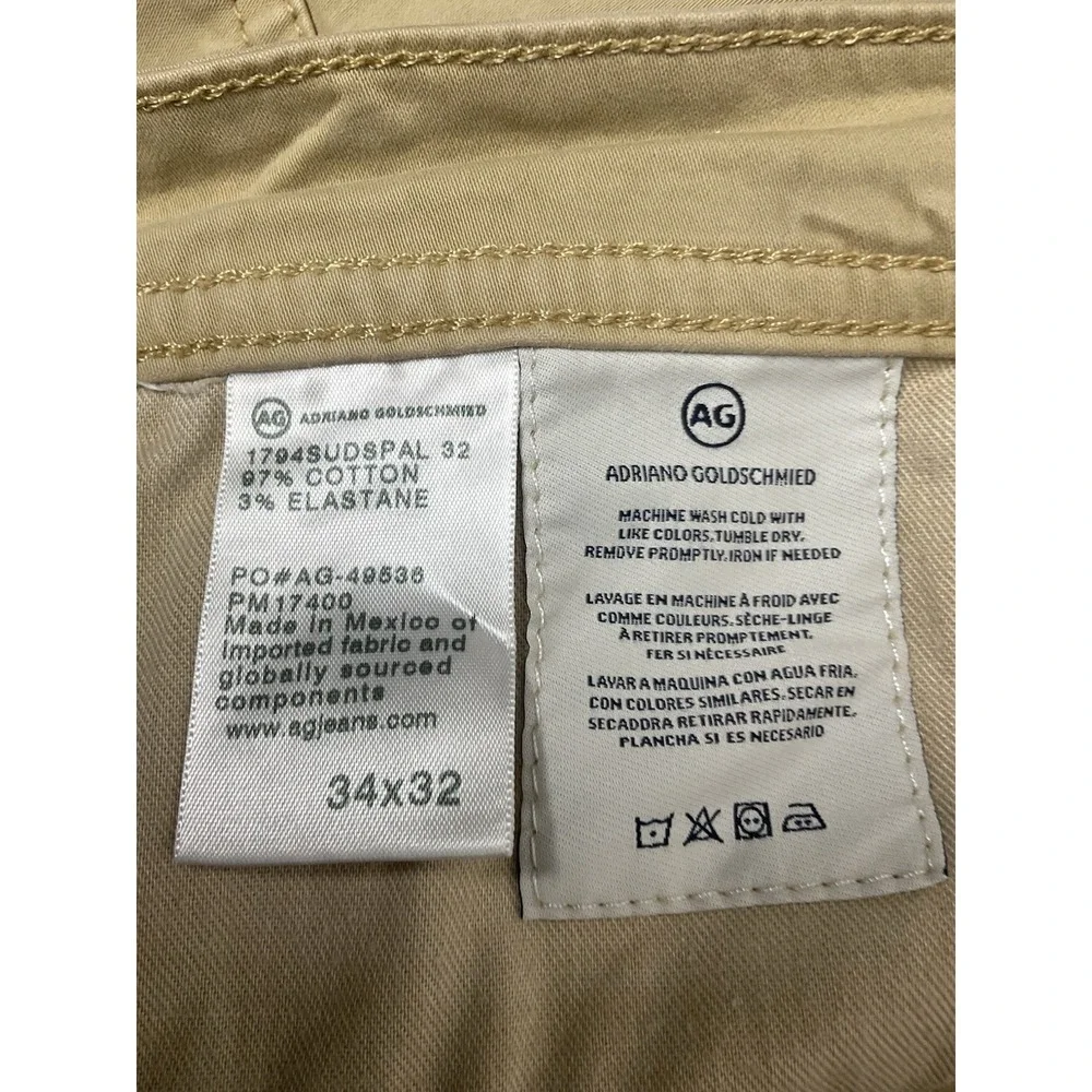 AG Adriano Goldschmied The Everett Slim Straight Leg Jeans Men 34x30 Beige/Tan